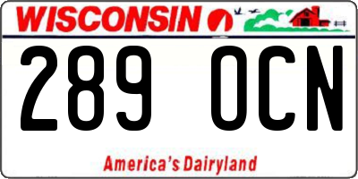 WI license plate 289OCN