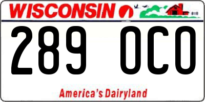 WI license plate 289OCO