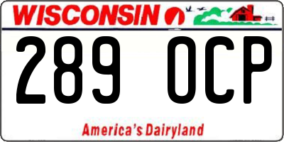 WI license plate 289OCP