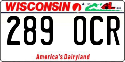 WI license plate 289OCR