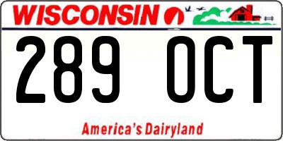 WI license plate 289OCT