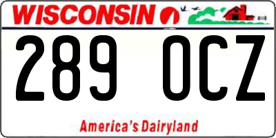 WI license plate 289OCZ
