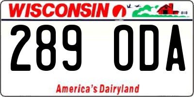 WI license plate 289ODA