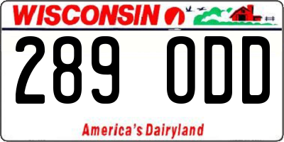 WI license plate 289ODD