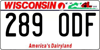 WI license plate 289ODF