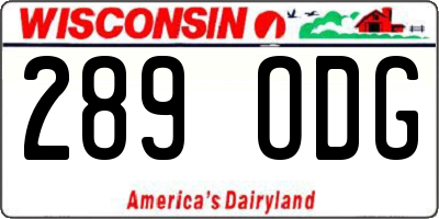 WI license plate 289ODG
