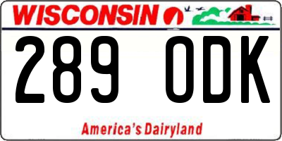 WI license plate 289ODK