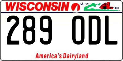 WI license plate 289ODL