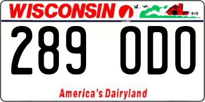 WI license plate 289ODO