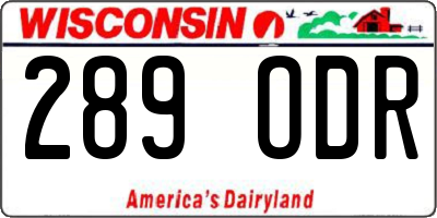 WI license plate 289ODR