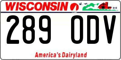 WI license plate 289ODV