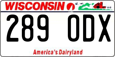 WI license plate 289ODX