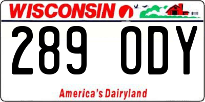 WI license plate 289ODY