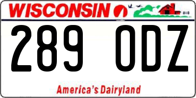 WI license plate 289ODZ