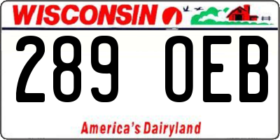 WI license plate 289OEB