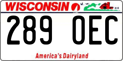 WI license plate 289OEC