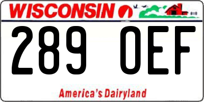 WI license plate 289OEF