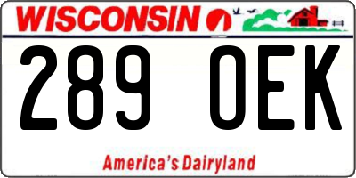 WI license plate 289OEK