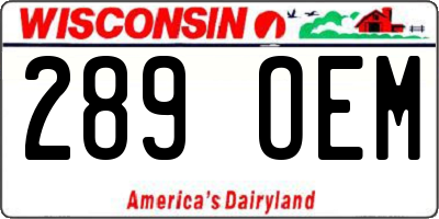 WI license plate 289OEM