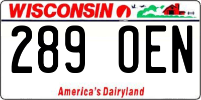 WI license plate 289OEN