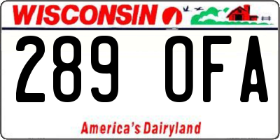 WI license plate 289OFA