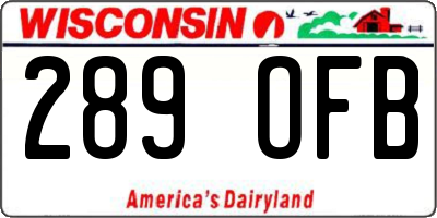 WI license plate 289OFB