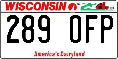 WI license plate 289OFP
