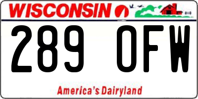 WI license plate 289OFW