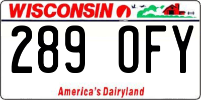 WI license plate 289OFY