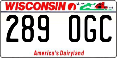 WI license plate 289OGC
