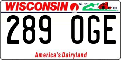 WI license plate 289OGE
