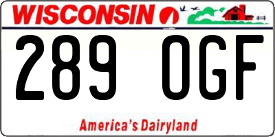 WI license plate 289OGF