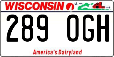 WI license plate 289OGH