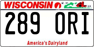 WI license plate 289ORI
