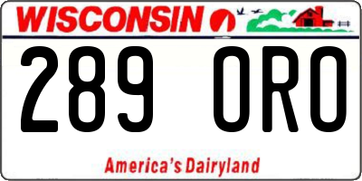 WI license plate 289ORO