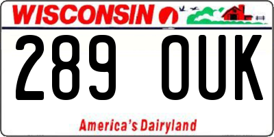 WI license plate 289OUK