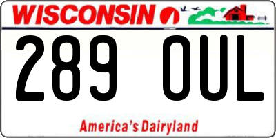 WI license plate 289OUL