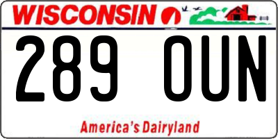 WI license plate 289OUN
