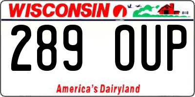WI license plate 289OUP