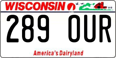 WI license plate 289OUR