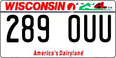WI license plate 289OUU
