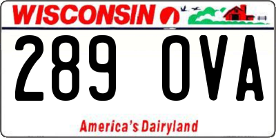 WI license plate 289OVA
