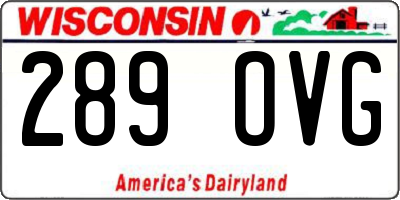 WI license plate 289OVG