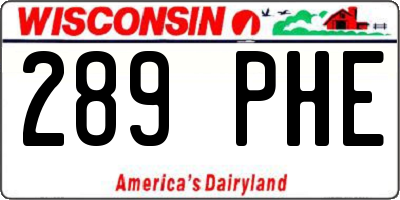 WI license plate 289PHE