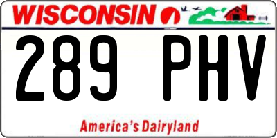 WI license plate 289PHV