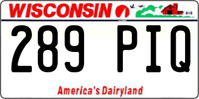WI license plate 289PIQ