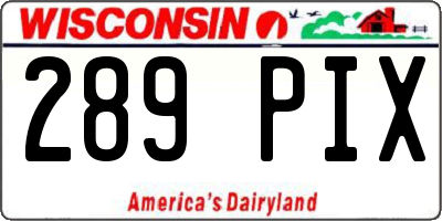 WI license plate 289PIX