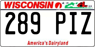 WI license plate 289PIZ