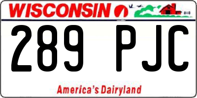 WI license plate 289PJC