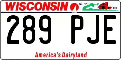WI license plate 289PJE